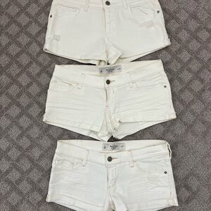 Abercrombie Off-White Denim Shorts Trio